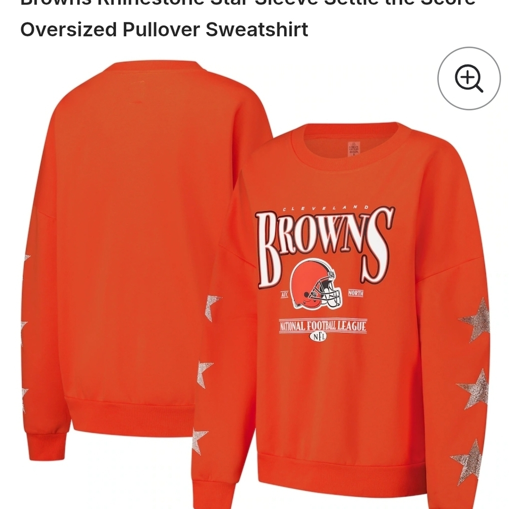Browns Rhinestone Star Sleeve Pullover Sweatshirt - Orange